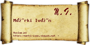 Márki Iván névjegykártya